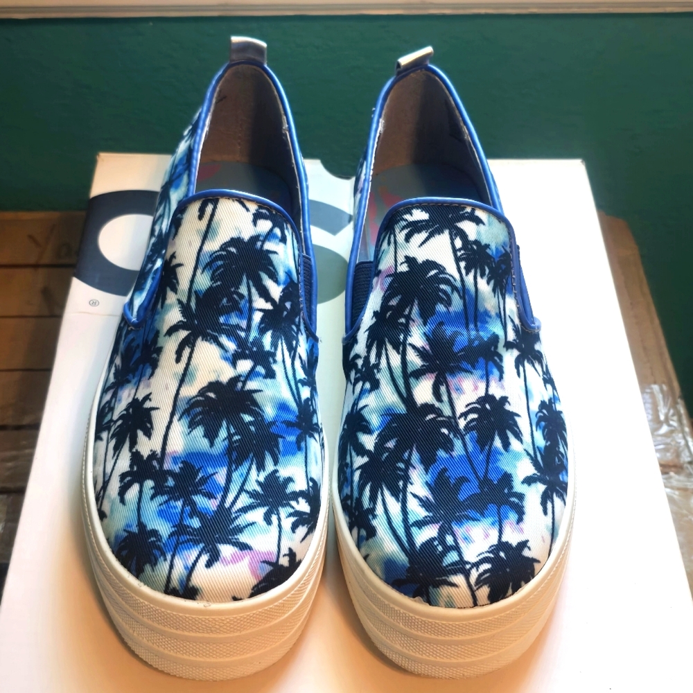 Juicy Couture Palm Tree Slip on Sneakers Shoes Blue Size 7 Med